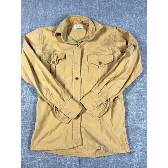 Vintage LL Bean Freeport Maine Mustard Yellow Womens Button Down Camp Shirt 10 - Picture 1 of 7